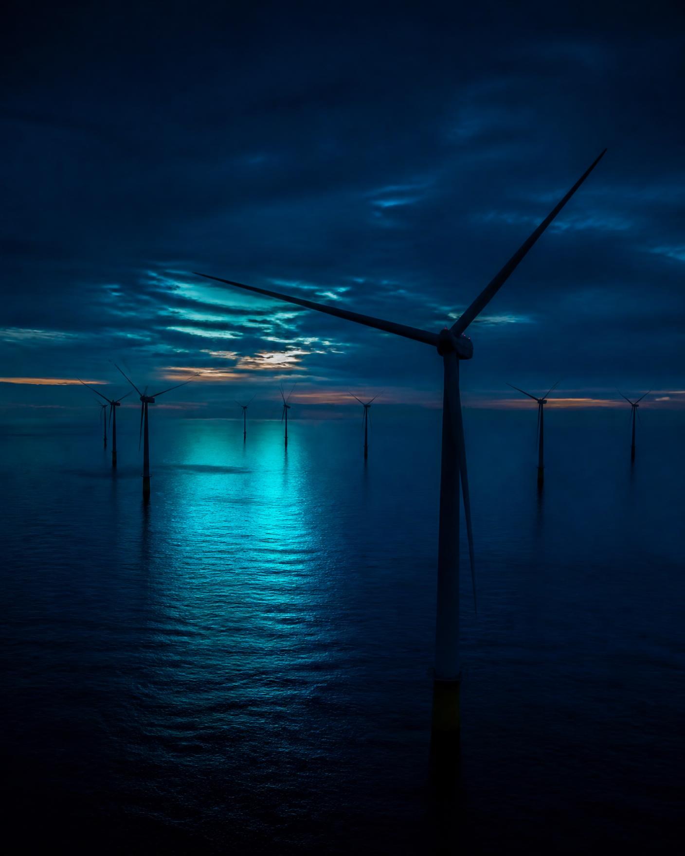 Power generation infrastructure at dusk